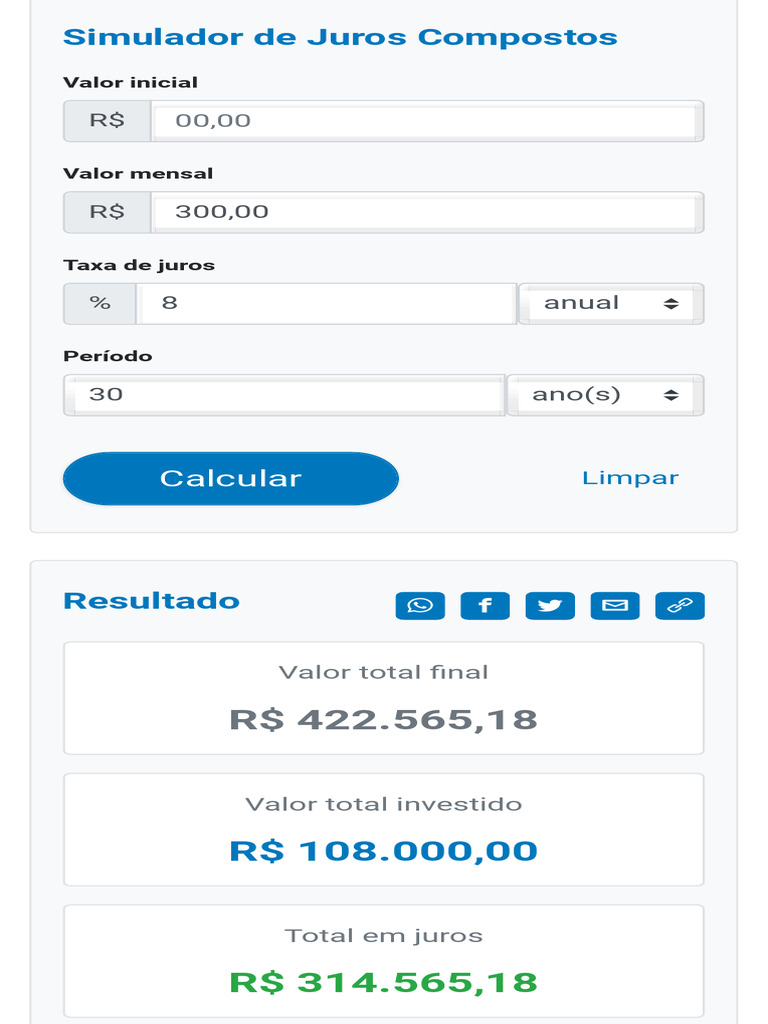 simulador de investimentos sardinha