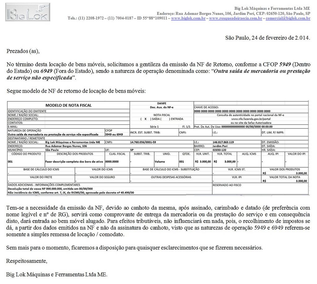 CFOP 6949 interestadual