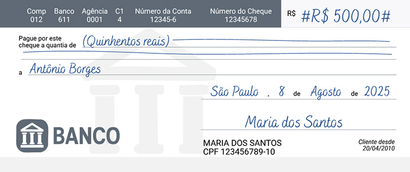 como preencher cheque