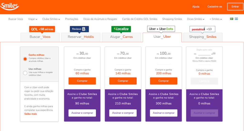quanto custa comprar milhas para uma passagem