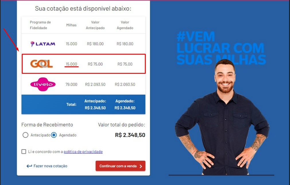 como vender milhas smiles