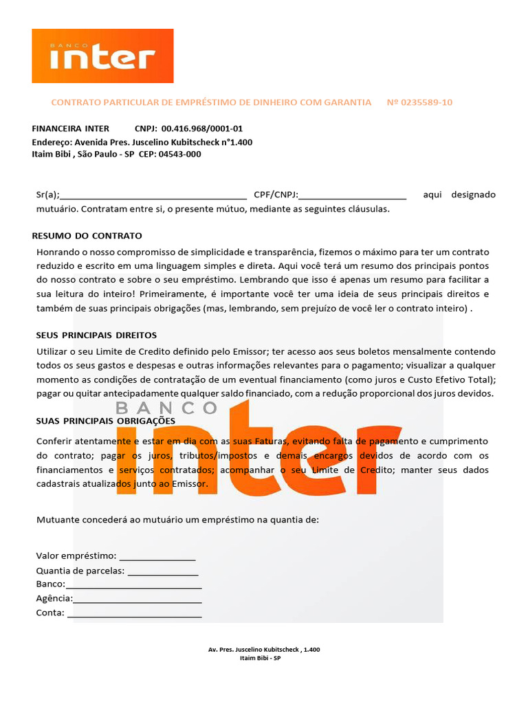 empréstimo banco inter