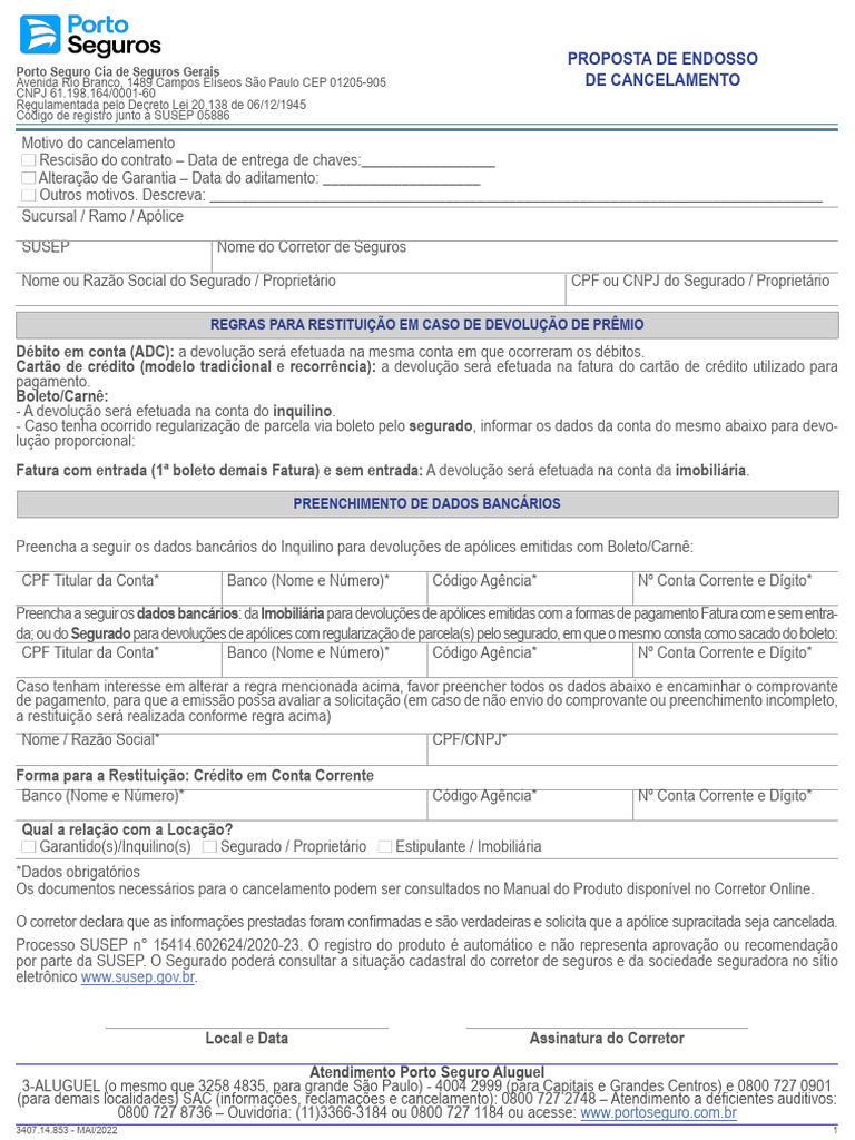 endosso de cancelamento