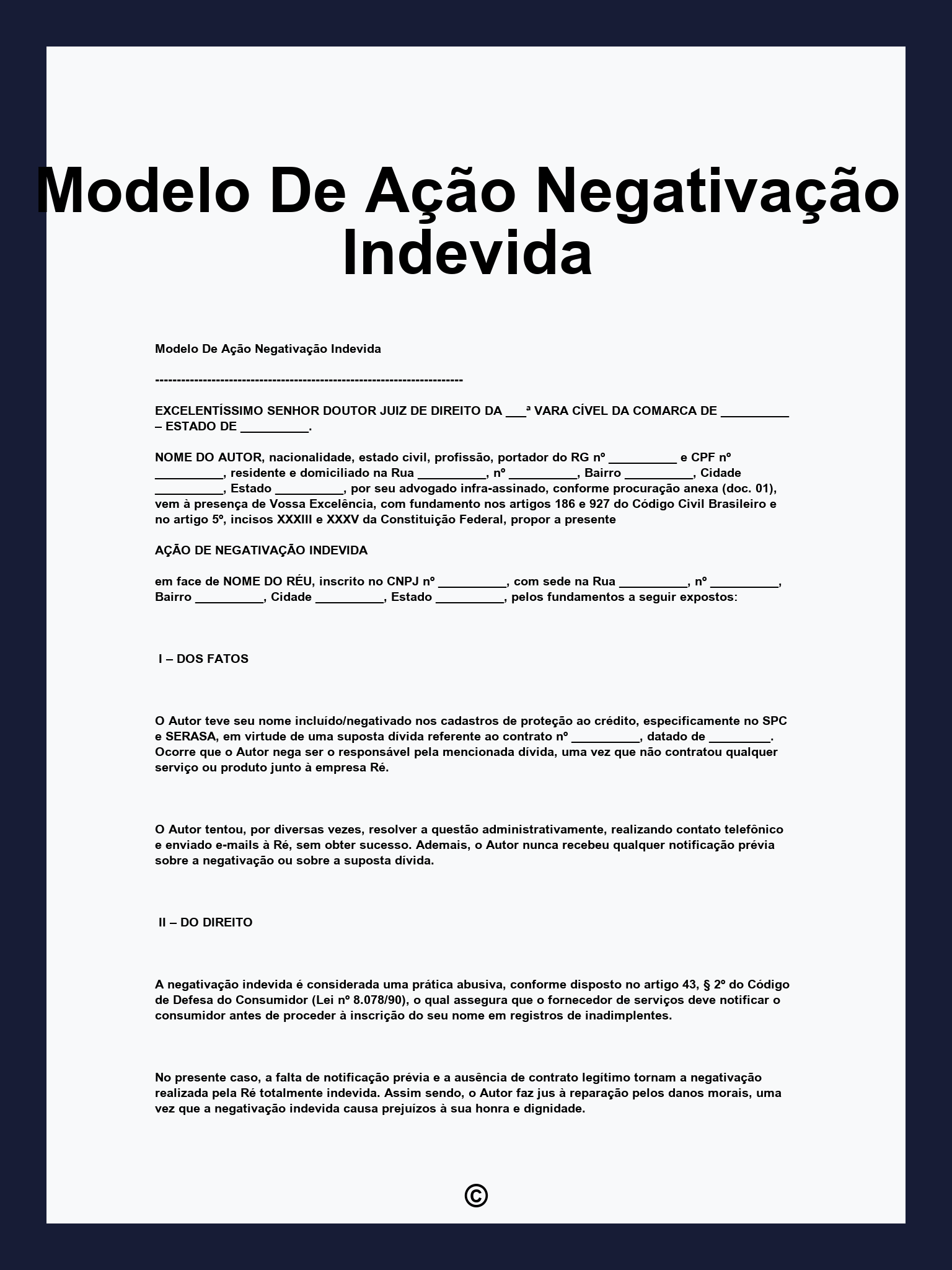 indenização por negativação indevida