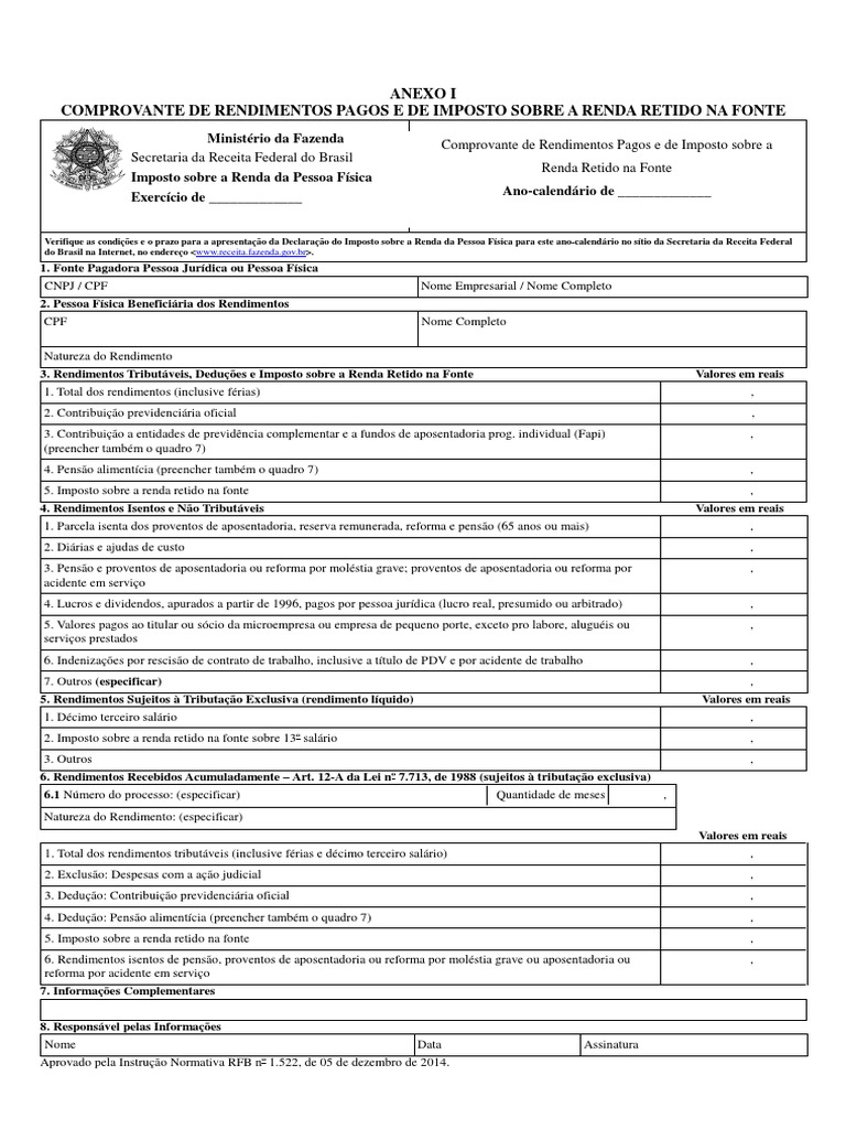 o que é informe de rendimentos