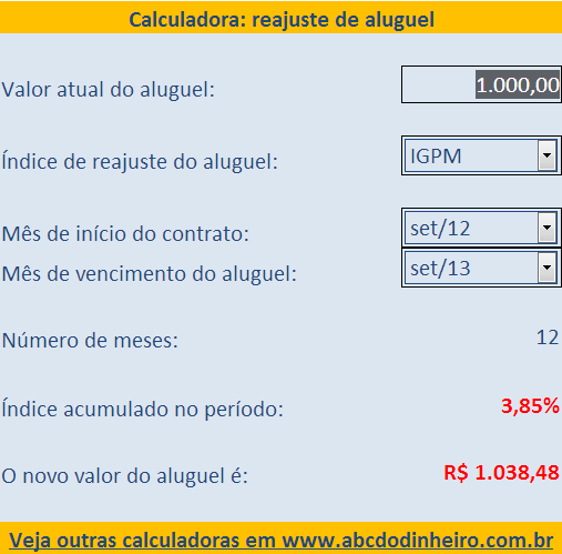 como calcular reajuste de aluguel 2026