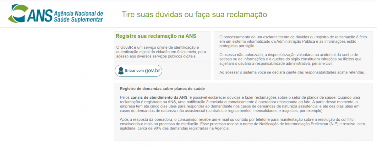 como abrir reclamação plano de saúde ANS