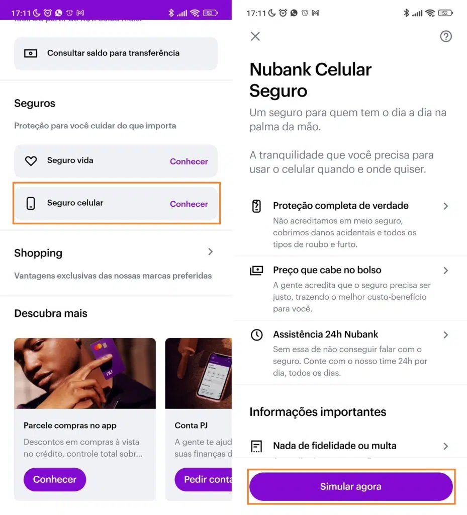 o que acontece se eu não pagar o seguro do nubank