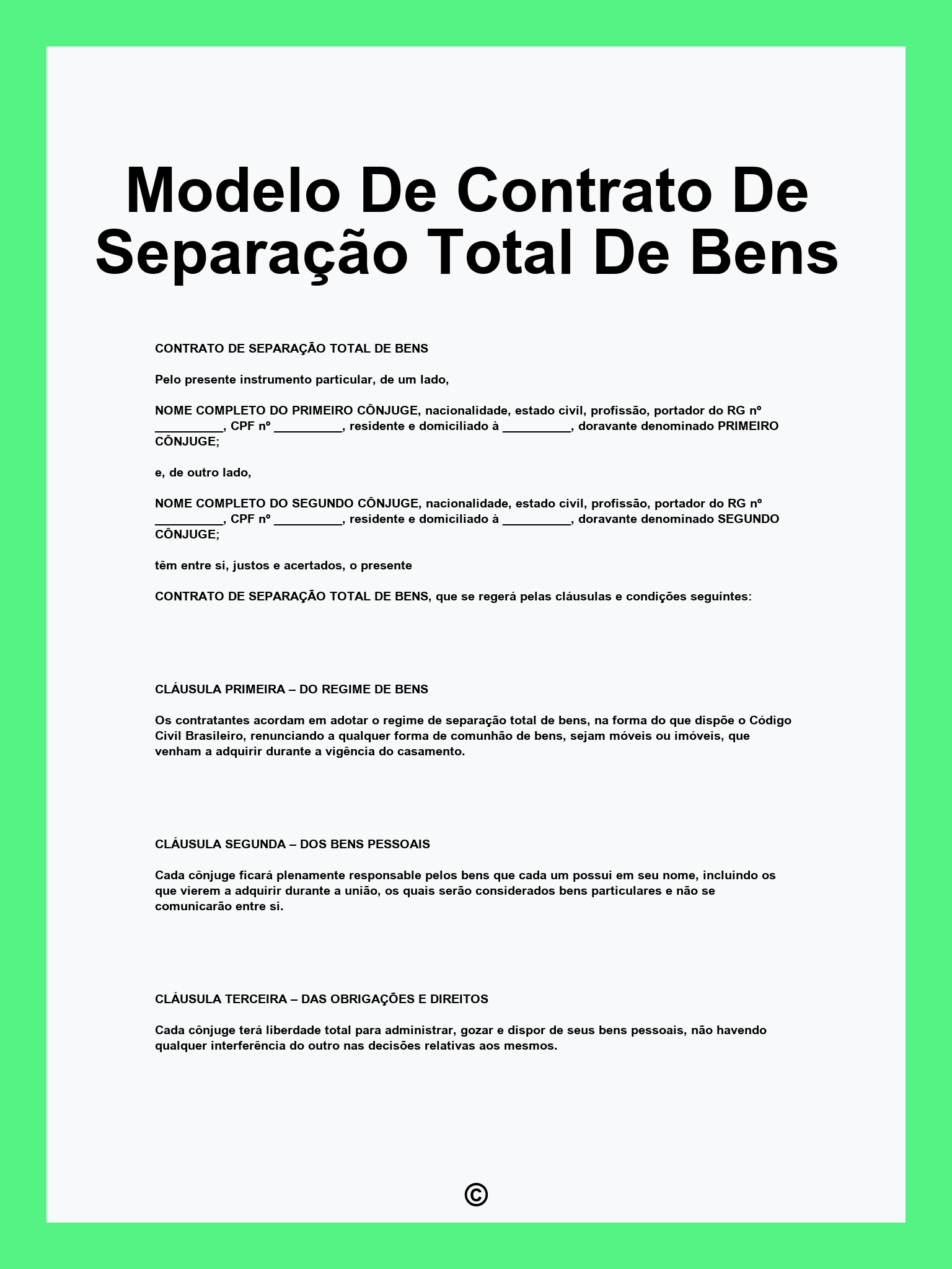 tipos de regime de casamento separacao total de bens