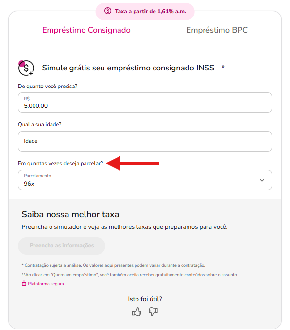 simulador empréstimo consignado para aposentados 2026